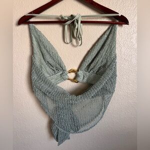 SHEIN Olive Knit Halter Top